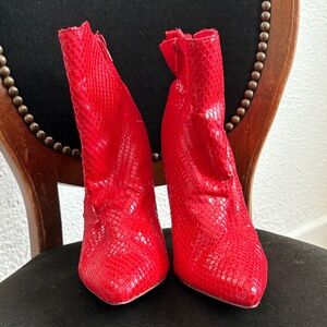 Vibrant Red Ankle Booties